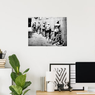 Poster Arrêt pipi des cyclistes du Tour de France vintage