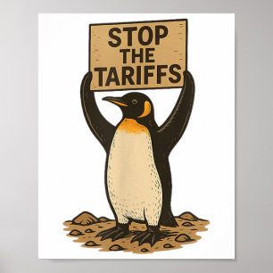 Poster Arrêter Les Tarifs Drôle Pingouin Anti Tarifs
