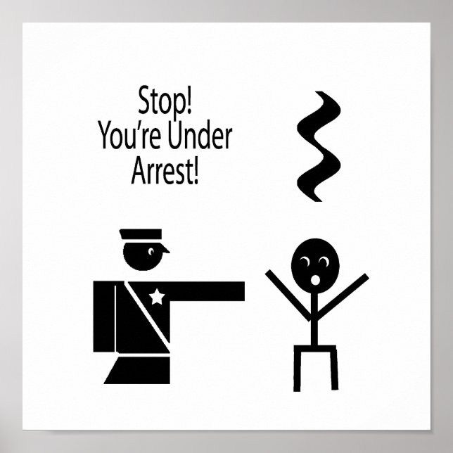 Poster arrêter vous en état d'arrestation musique humour  (Devant)