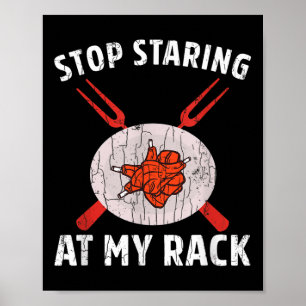 Poster Arrêtez De Piocher Sur Mon Rack Drôle Barbecue Gri