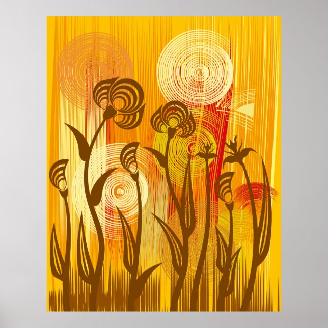 Poster Arrière - plan à fleurs orange (Devant)