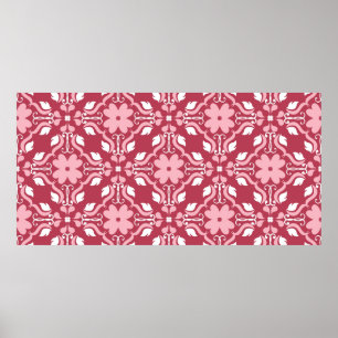 Poster Arrière - plan à fleurs rouge et beige. Couleur tr
