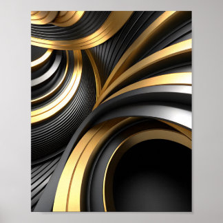 Poster Arrière - plan Abstrait de luxe avec Gold et Black