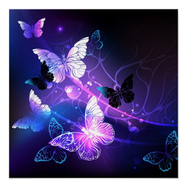 Poster Arrière - plan avec papillons de nuit (Devant)