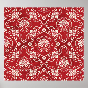 Poster Arrière - plan chinois en spirale rouge fleur.