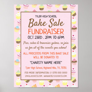 Poster Arrière - plan Cupcake, Charity Bake Sale Event Ad