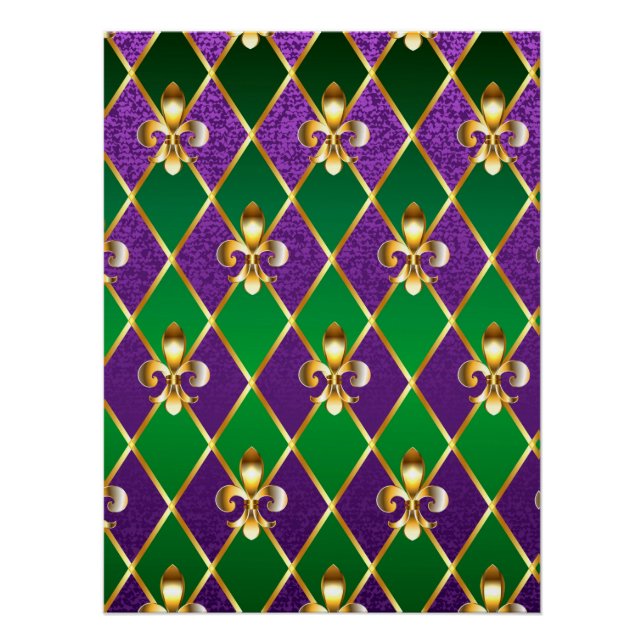 Poster Arrière - plan de bijoux Mardi Gras (Devant)