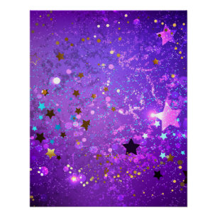Poster Arrière - plan de feuille violet avec étoiles