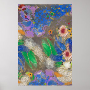 Poster Arrière - plan de fleurs abstrait d'Odilon Redon.L