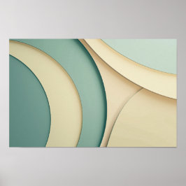 Poster Arrière - plan de formes courbes en beige et vert