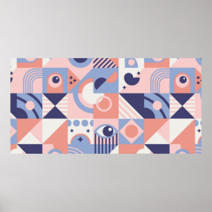 Poster Arrière - plan de formes géométriques carrés. Esth