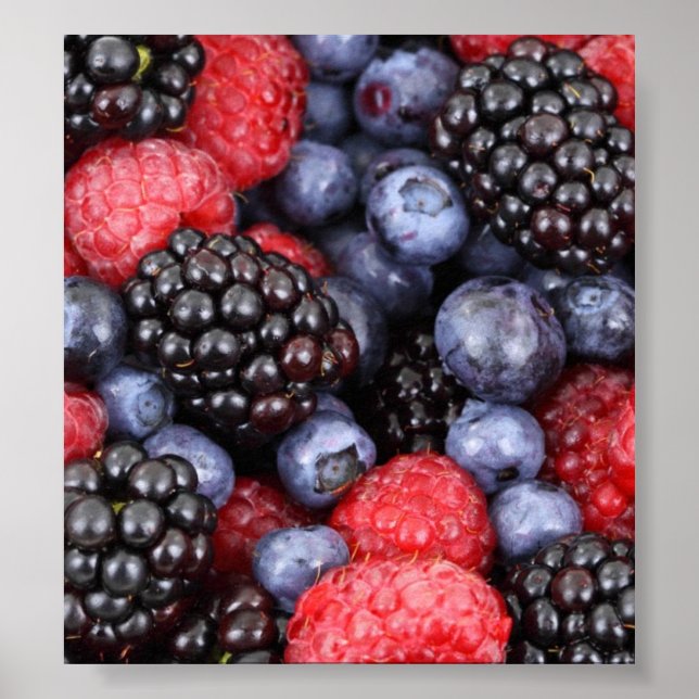 Poster Arrière - plan de fruits de forêt (Devant)
