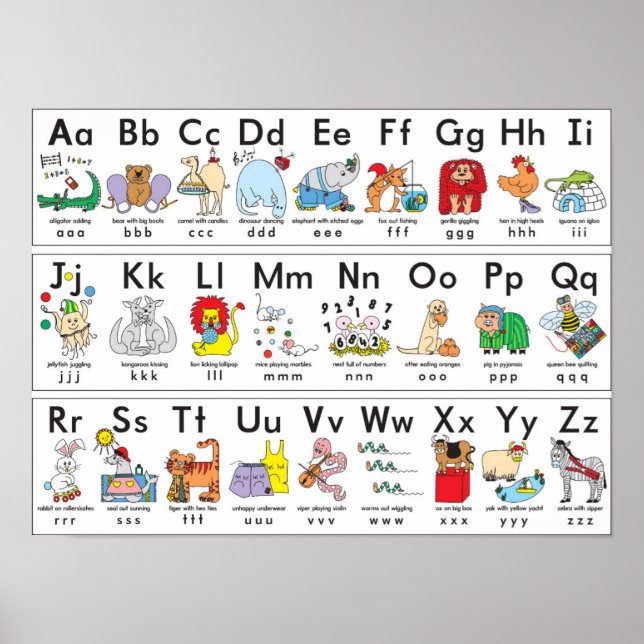 Poster Arrière - plan de l'alphabet animal illustré (Devant)
