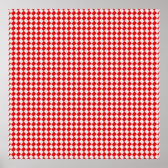 Poster Arrière - plan de nappes À damiers pique-nique rou (Devant)