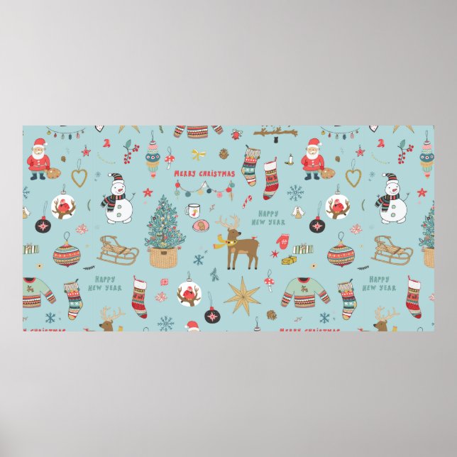 Poster Arrière - plan de Noël, papier d'emballage transpa (Devant)