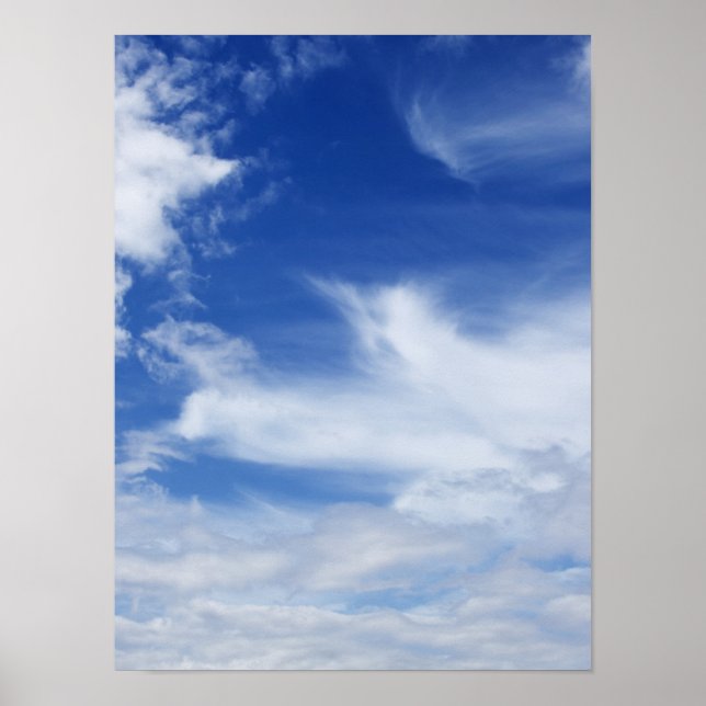 Poster Arrière - plan de nuages blancs Ciel bleu - Custom (Devant)