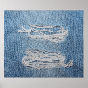 Poster Arrière - plan de texture de jean bleu déchirée. D