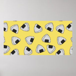 Poster Arrière - plan d'Onigiri (balle de riz japonaise).