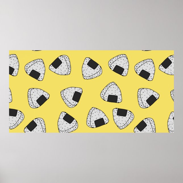 Poster Arrière - plan d'Onigiri (balle de riz japonaise). (Devant)