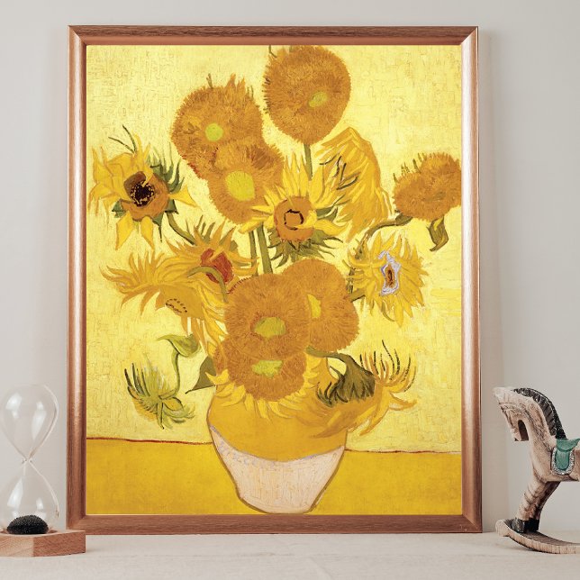 Poster Arrière - plan d'or Sunflowers Vincent van Gogh (Créateur téléchargé)