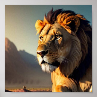 Poster Arrière - plan du coucher de soleil de Lion