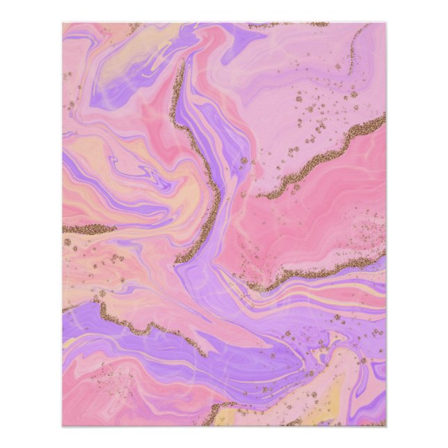 Poster Arrière - plan en marbre - rose & violet (Devant)