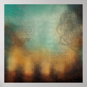 Poster Arrière - plan mandala grunge texte