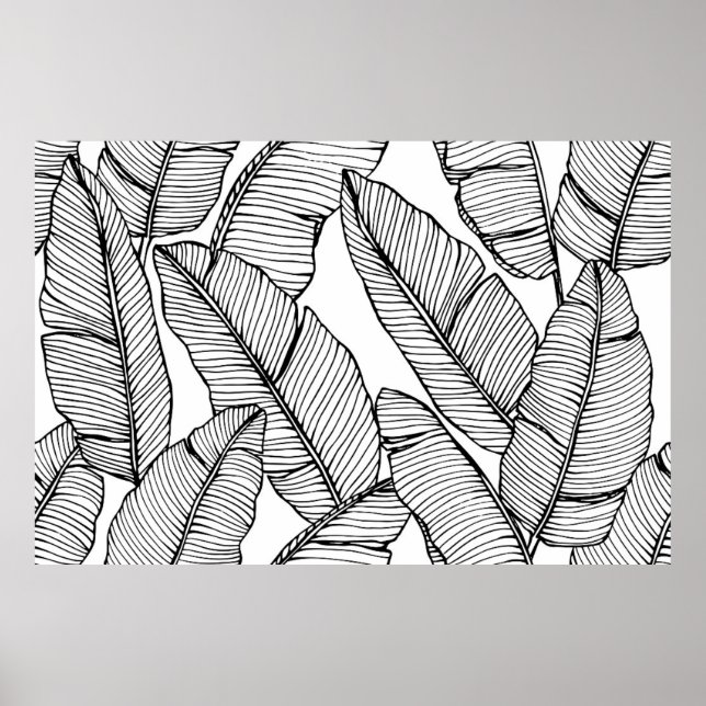 Poster Arrière - plan motif de feuille de bananier sans c (Devant)