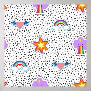 Poster Arrière - plan motif transparent avec patch cartoo