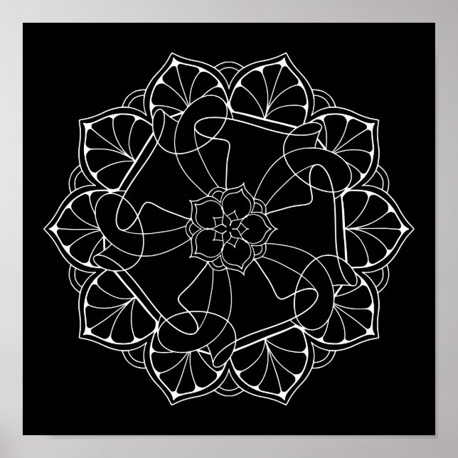 Poster Arrière - plan noir Mandala Adult Coloration (Devant)
