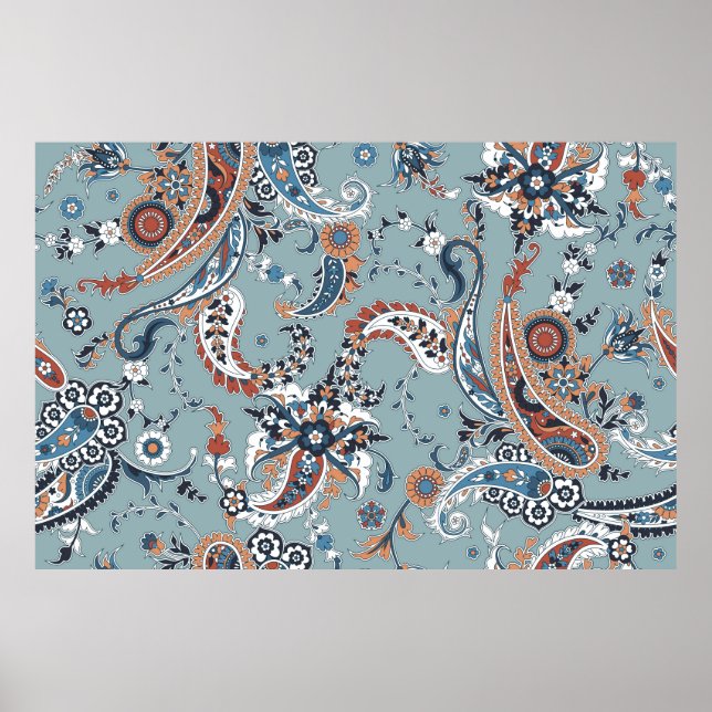 Poster Arrière - plan sans couture avec cachemire en indi (Devant)