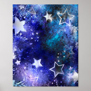 Poster Arrière - plan spatial avec étoiles