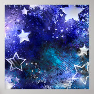 Poster Arrière - plan spatial avec étoiles
