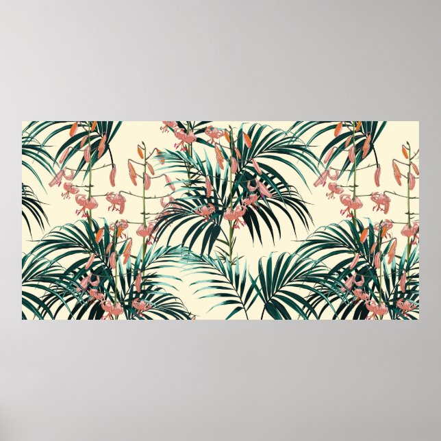Poster Arrière - plan tropical aux plantes de jungle. San (Devant)