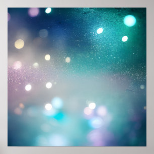 Poster Arrière - plan turquoise Bokeh