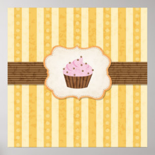 Poster Arrière - plan vintage Cupcake