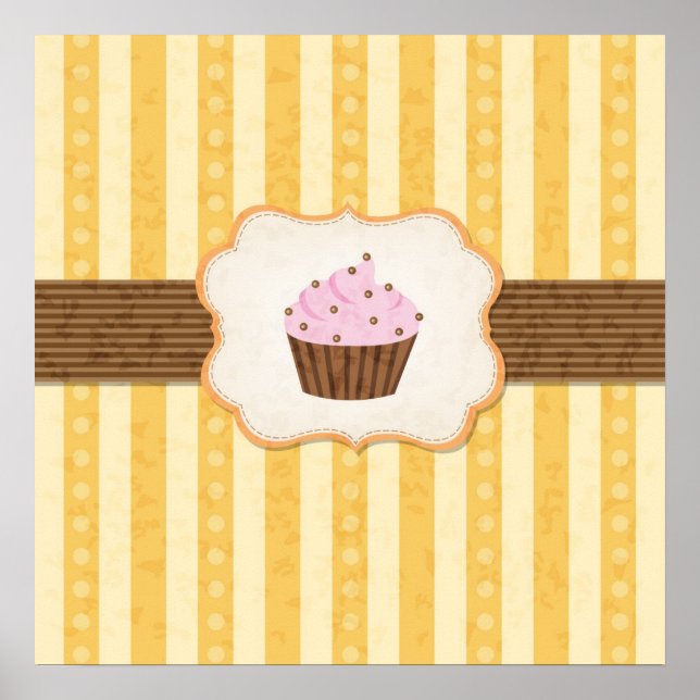Poster Arrière - plan vintage Cupcake (Devant)