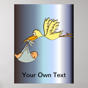 Poster Arrivée du nouveau-né - Une livraison de cigogne v