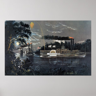 Poster Arrondir un virage sur le bateau à vapeur du Missi