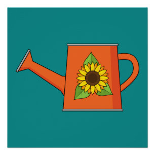 Poster Arrosage orange avec tournesol
