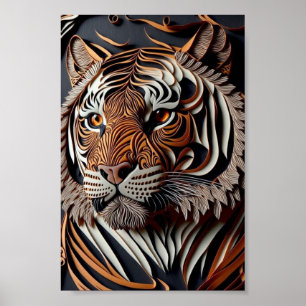 POSTER ART 3D TIGER WALL