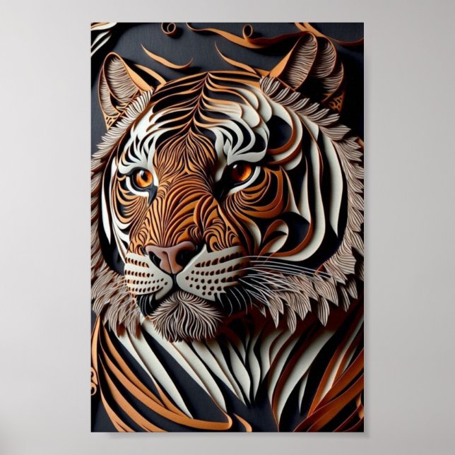 POSTER ART 3D TIGER WALL (Devant)