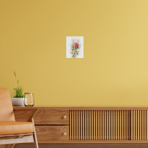 Poster Art à l'aquarelle de rose romantique