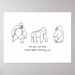 Poster Art à ligne unique - gorilla