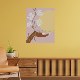Poster Art à main noire avec Roses et affiliations