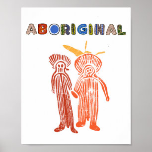 Poster art aborigène ancien symbole d'idole pétroglyphe a