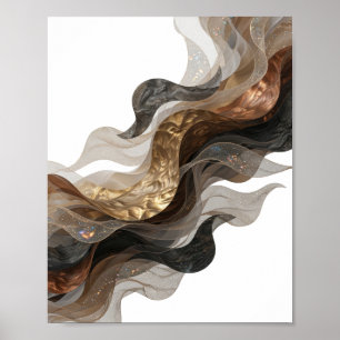 Poster ART ABSTRAIT argenté accrocheur