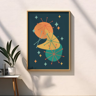 Poster Art Abstrait Atomique Rétro Milieu de Siècle
