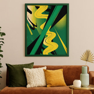 Poster Art Abstrait audacieux avec vagues et lignes dynam