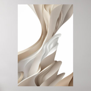 Poster Art abstrait beige contemporain élégant